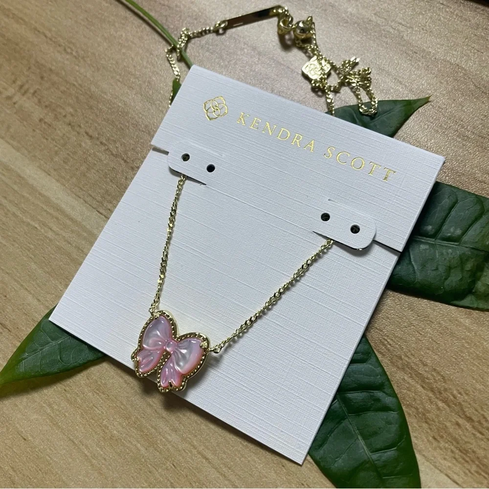 Kendra Scott Gold Necklace with Pink Butterfly Pendant - Picture 1 of 3